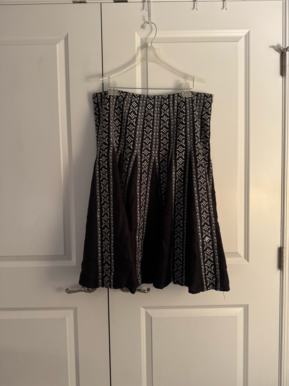 Ashley Stewart Black Skater Skirt with White Embroidered Stripes size xxl
